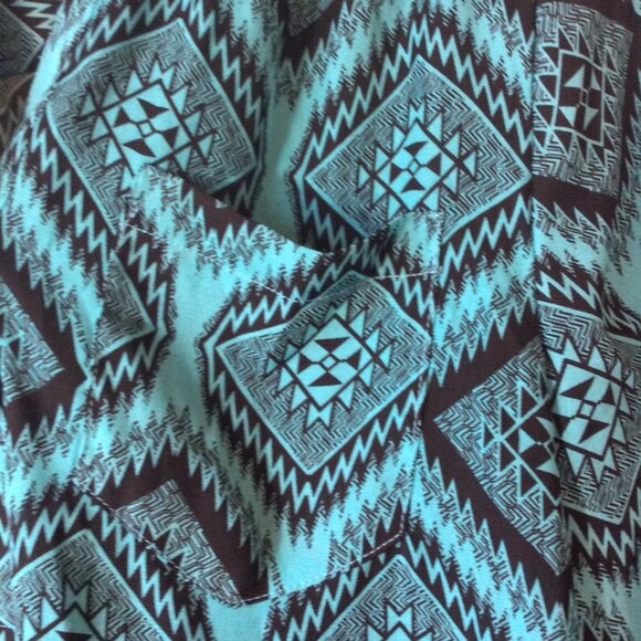 Wishful Park Turquoise & Black Aztec Print Blouse Size M - Picture 4 of 9